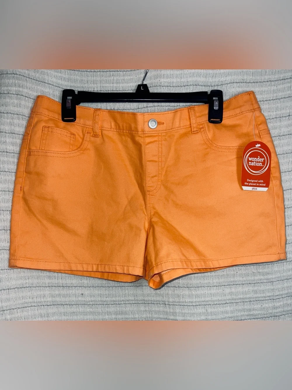 wonder nation Orange/Peach Casual Cotton Blend Jean Shorts
